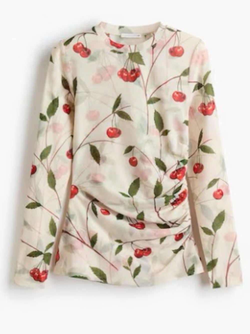 Stella McCartney Cream Long-Sleeve Cherry Print Top